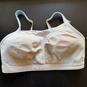 Champion Women's White High Support Sports Bra, Padded Wide Shoulder Straps